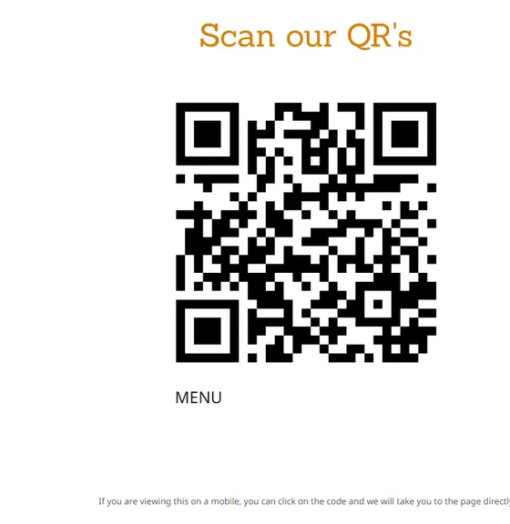 Old site: a QR code customers had to scan to see the menu.